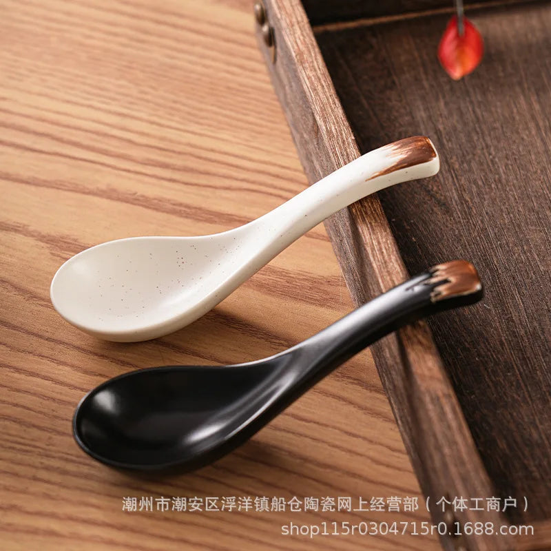 Ceramic Spoon Soup Spoon, Rice Spoon, Tableware Drinking And Eating Spoon Cute Small Spoon Oasis Select