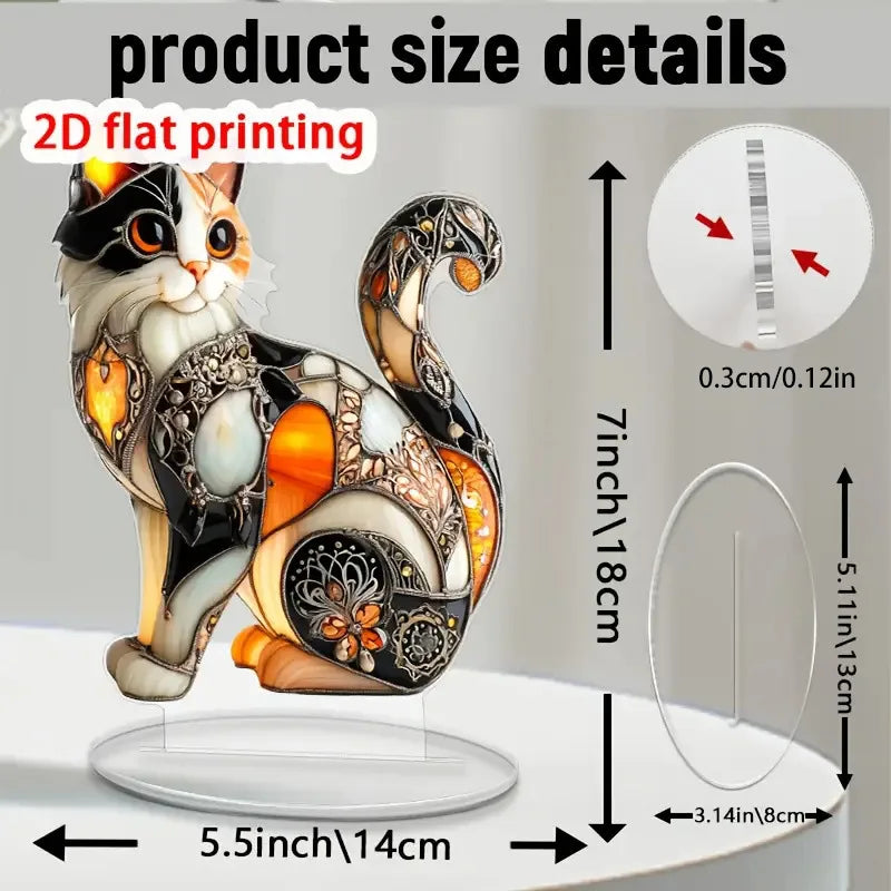 2D Colorful Animal Acrylic Ornaments Colorful Cat Figurine Decoration Kitten Standing Miniature Desktop Decoration For Home Oasis Select B04