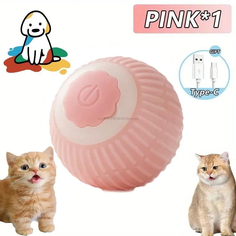 Cat Toys Interactive Ball Cat Accessories Interactive Cat Ball Kitten CatBall Toys Electronic Automatic Rolling Magic Ball Oasis Select 1PCS-pink
