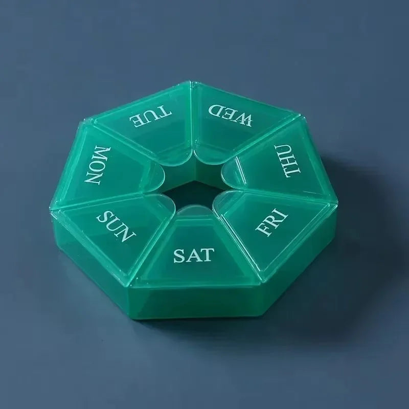 1/2/3pcs Portable Mini Seven Days Small Pill Box One Week Seven Days A Week Pill Organizers Multifunctional Medicine Case Oasis Select 1pcs-Green