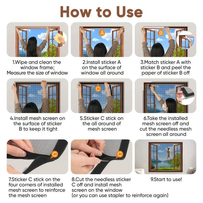 Self Adhesive Fine Mosquito Net Repair Tape Polyester Mosquito Net Window Mosquito Nets with Easy Installation Invisible Mesh Oasis Select