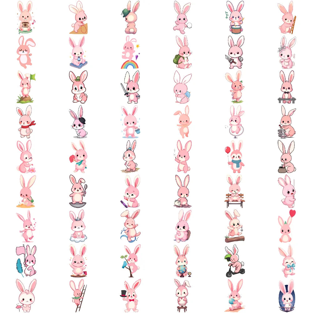 54-Piece Waterproof Temporary Tattoo Stickers – Cartoon Rabbit