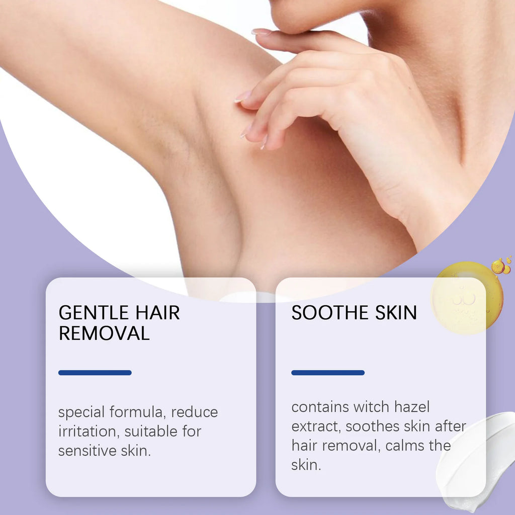 Body Depilatory Cream Gentle Remove Leg Arm Private Hair Soothes Skin Reduces Redness Irritation Painless Hair Growth Inhibitor Oasis Select