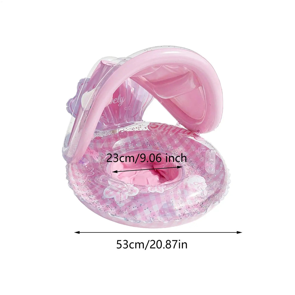 Pool Float with Canopy Kids Pool Float with Backrest Cute Swim Ring for Kids Beach Water Lake Summer Travel Vacation Party Oasis Select