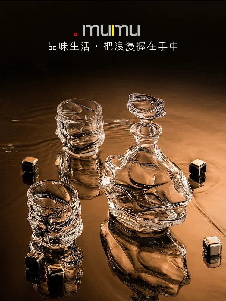 European thickened whiskey glass set large foreign wine glass crystal glass wine bottle creative wine set Oasis Select
