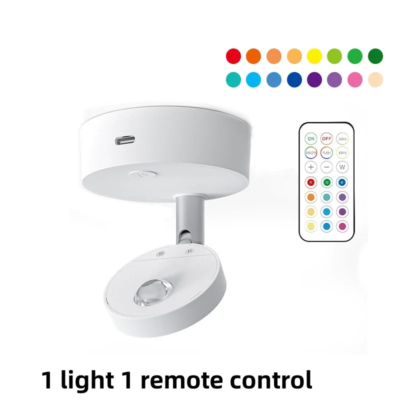 13-Color RGB LED Magnetic Spotlight – Remote Control & Dimmable