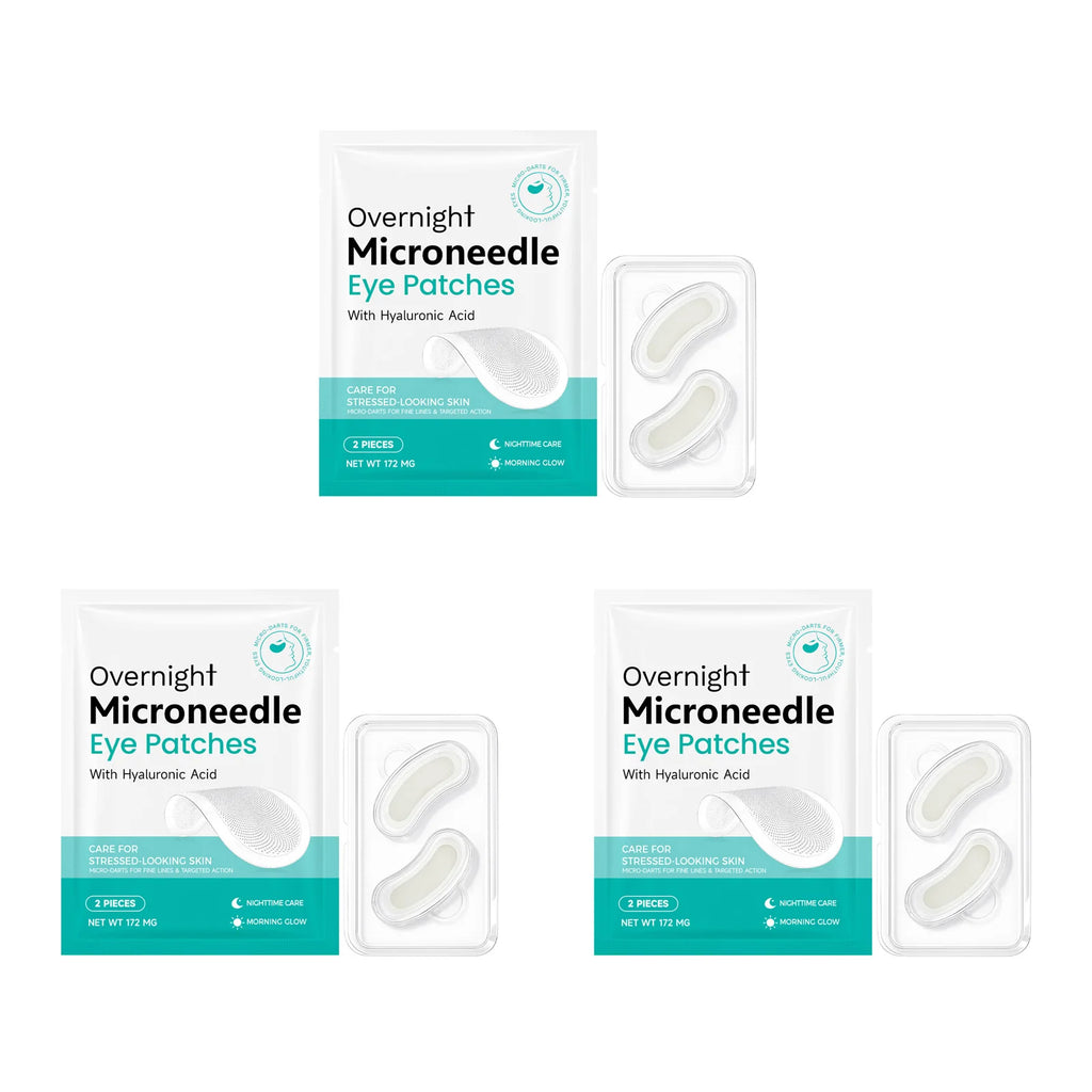 Microneedle Eye Patches Hyaluronic Acid 0.25mm Overnight Under Eye Mask for Dark Circles Fine Lines Hydrating Anti-Aging Eye Car Oasis Select 6pcs