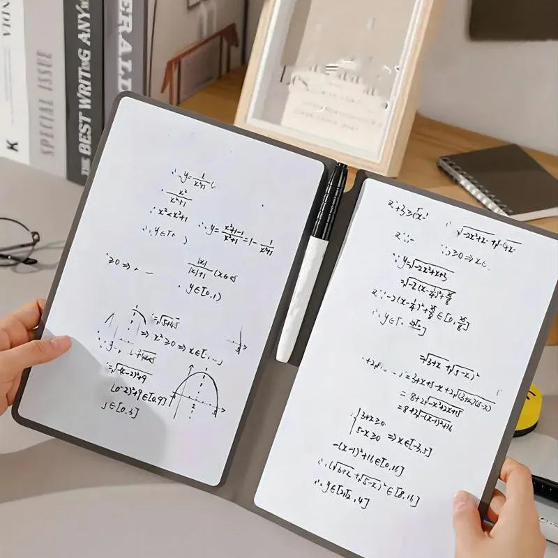 1 Pcs Reusable Whiteboard Notebook Set With Whiteboard Pen Erasing Cloth Leather Memo Pad Weekly Planner Portable Stylish Office Oasis Select