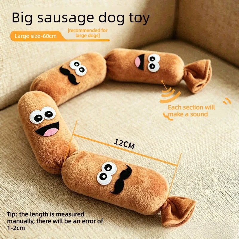 Creative and Interesting Sausage Shaped Squeaky Dog Plush Toy Bite Resistant Molar Chew Toy for Puppy Teeth Cleaning Oasis Select 1pcs