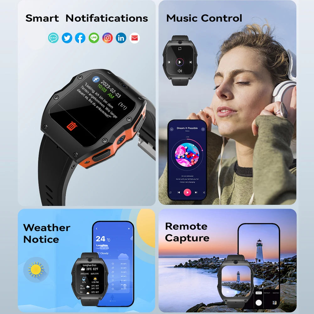 4Gb+128Gb Smart Watches 5MP+13MP HD Camera 1050mAh WiFi GPS 4G LTE Android Smartwatch Face Unlock Men Women Fitness Waterproof Oasis Select