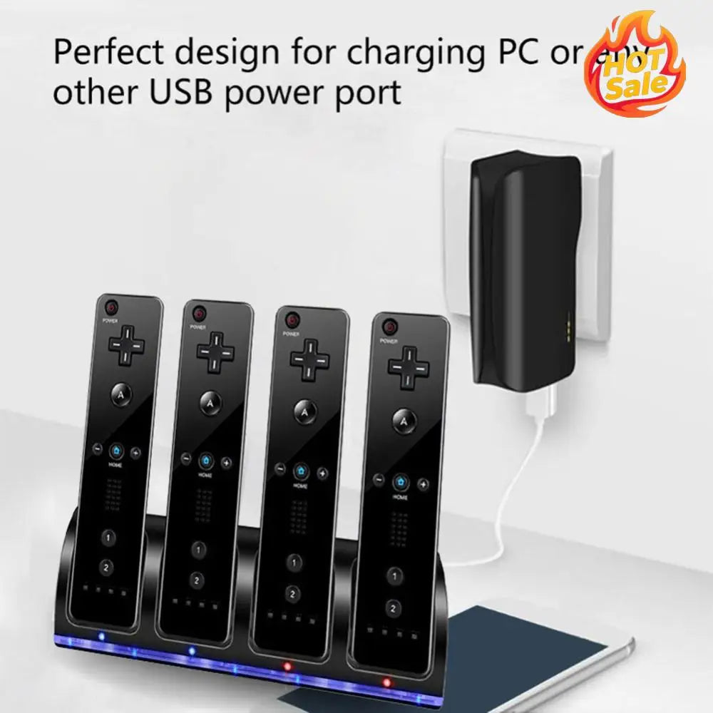 4 Port Charger Charging Stand Dock Station for WII Game Console Battery Powered Oasis Select