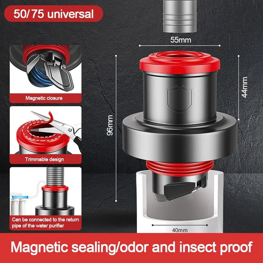 Anti Odor Sink Drain Pipe Adapter 5 in 1 Multifunctional Kitchen Basin Sewer Branch Sealing Ring Drainage Water Pipe Joint Oasis Select
