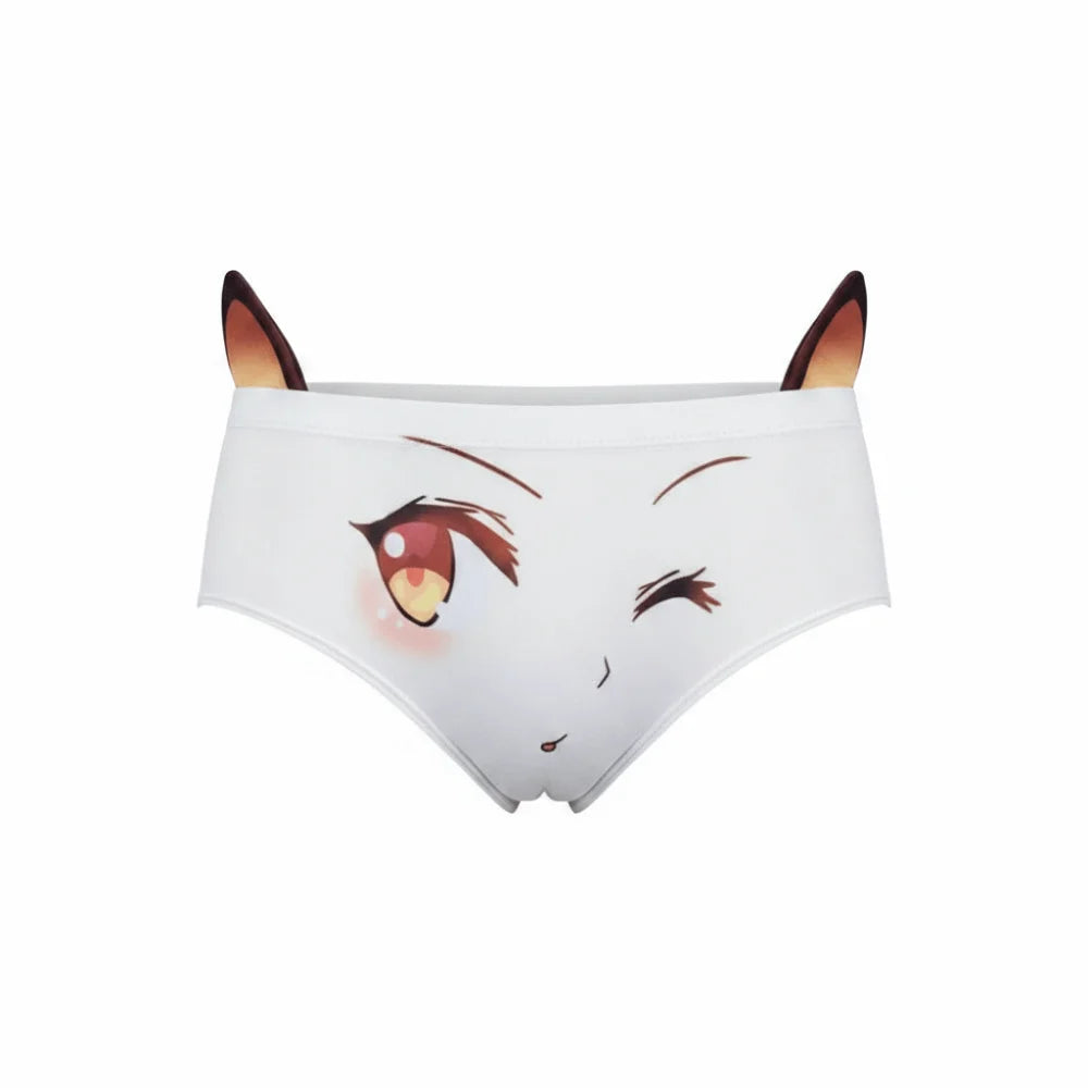Waist and Hip 3D Ear Women Lingerie Cute Face Printed Comfortable Underwear Breathable Girl Knickers Women Girls Oasis Select 1pc XXXS Style 02
