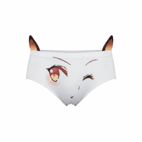 Waist and Hip 3D Ear Women Lingerie Cute Face Printed Comfortable Underwear Breathable Girl Knickers Women Girls Oasis Select 1pc XXXS Style 02
