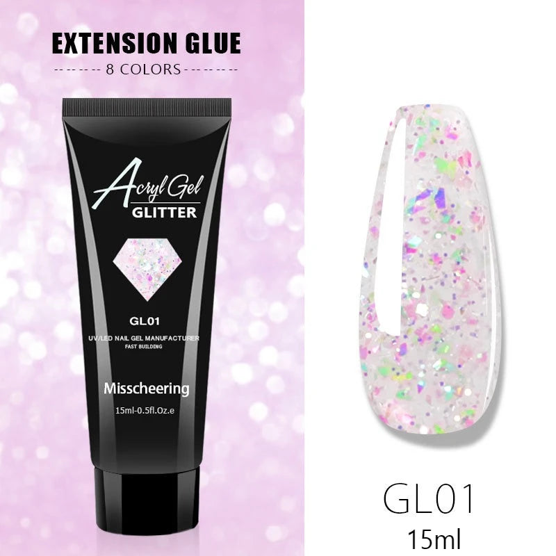 30ml/15ml Nail Extension Gel Nail Build Poly Nail Acrylic Gel UV LED Quick Extension of Crystal Model Painless Crystal Glue Oasis Select GL01