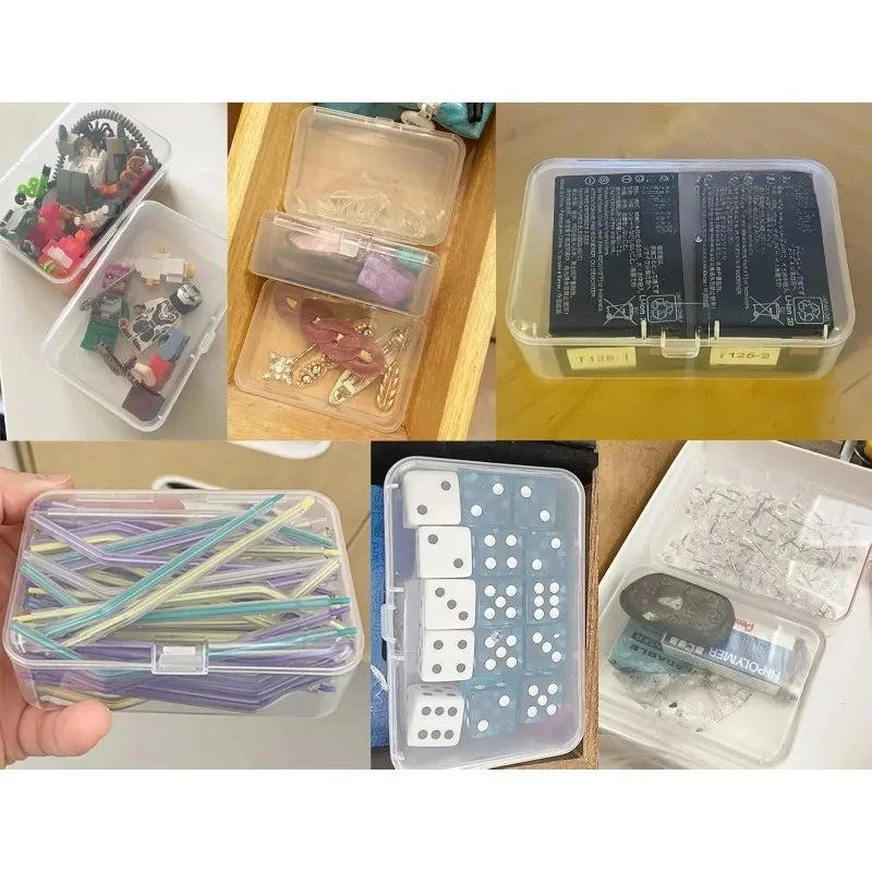 3Pcs Transparent Lidded Storage Box Small Organizer Case for Stationery Cosmetics Jewelry and Sundries Storage Containers Oasis Select