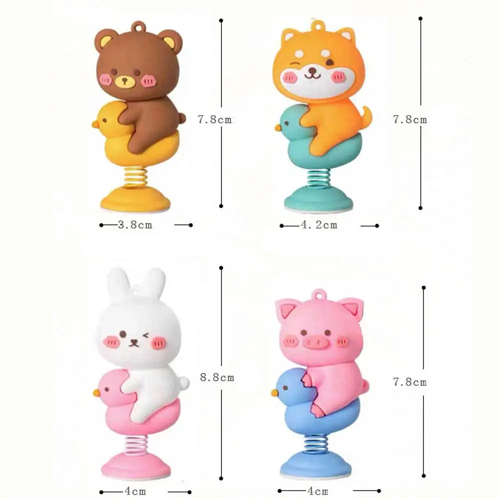 Car Panel Dashboard Decoration Cartoon Animal Shaking Head Spring Toys PVC Car Ornament Doll Auto Interior Accessories Gift Oasis Select