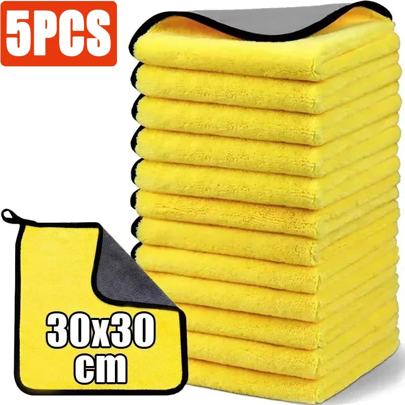 1-10Pcs Microfiber Cleaning Towel Thicken Soft Drying Cloth Car Body Washing Towels Double Layer Clean Rags 30/60cm Oasis Select 30x30 5piece