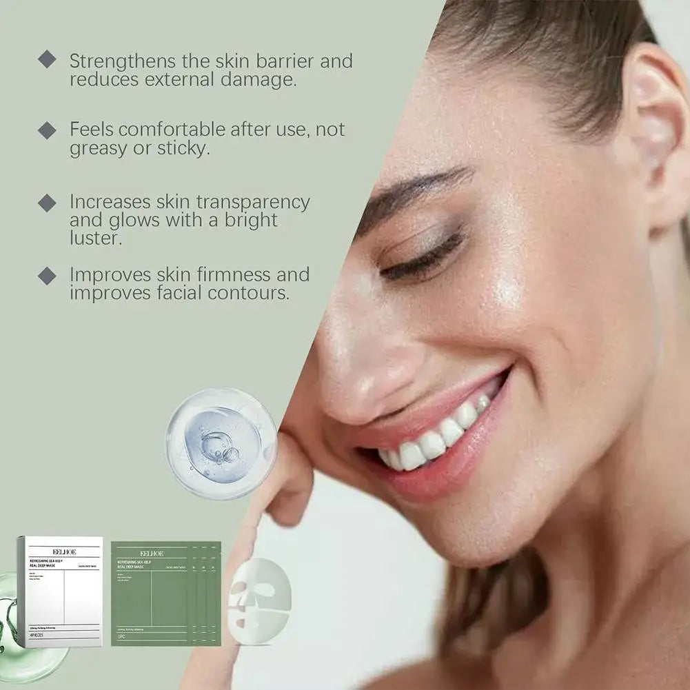 1/4Pcs Deep Collagen Overnight Face Mask Seaweed Collagen Essence Hydrating Overnight Hydrogel Mask Improve Elasticity, Firming Oasis Select