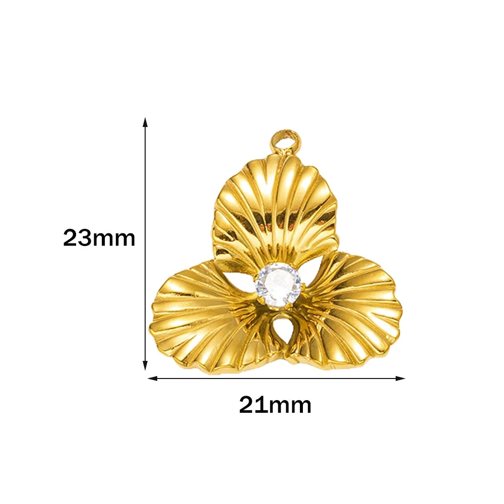 5pcs Gold Stainless Steel Flower Charms Metal Pearl Pendant for DIY Necklace Bracelet Jewelry Making and Crafting Wholesale Bulk Oasis Select Gold 21X23mm