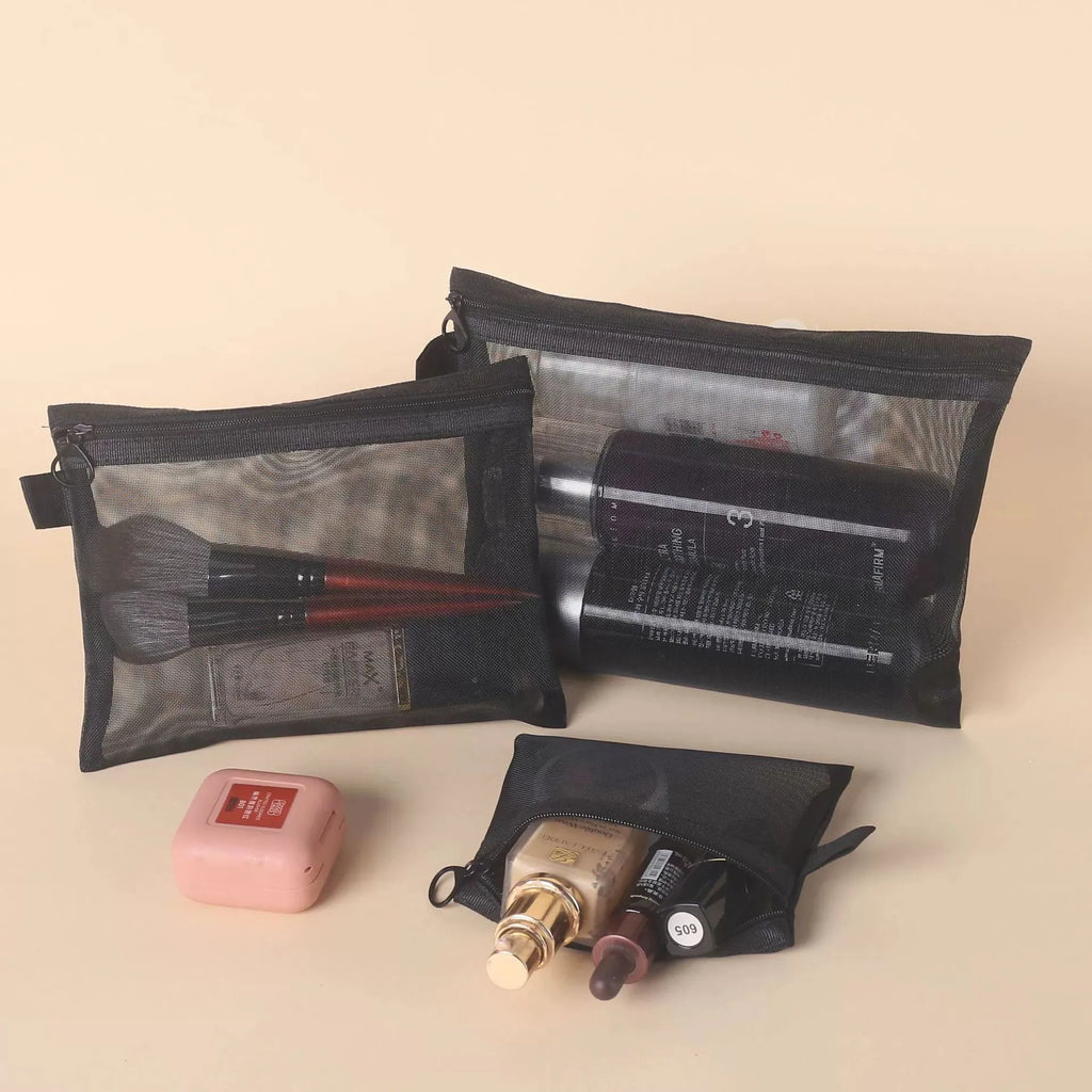 Mesh Cosmetic Bag – Travel Makeup Organizer & Toiletry Pouch