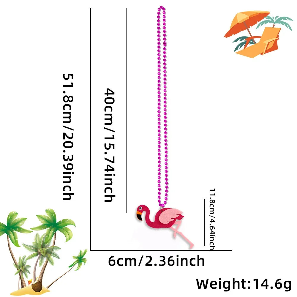 Summer Beach Party Necklace Tropical Charms for Hawaiian Themed Mardi Gras Plastic Beads - Flamingo Crab Oasis Select L
