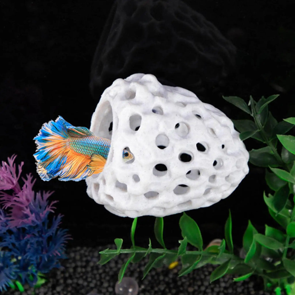 Simulated Porous Coral Stone Aquarium Hides Shelter House Small Fish Tank Decoration Aquaculture Shrimp Cave Pet Supplies Oasis Select