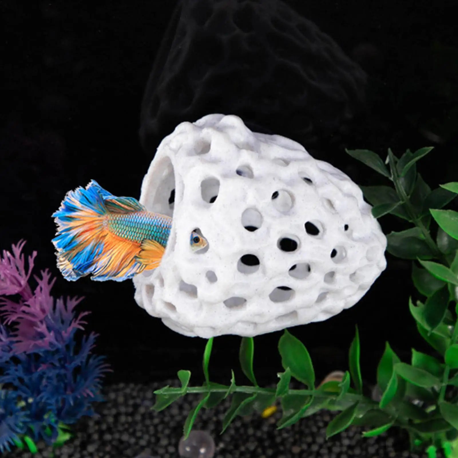 Simulated Porous Coral Stone Aquarium Hides Shelter House Small Fish Tank Decoration Aquaculture Shrimp Cave Pet Supplies Oasis Select