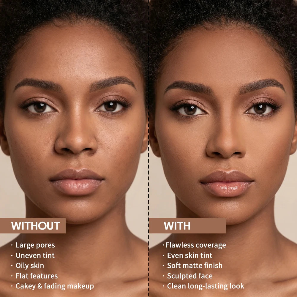 Matte Bronze Pressed Powder Long-Wear Oil Control Define Facial Contour Setting Powder Soft Matte Bronze Finish Korean Makeup Oasis Select