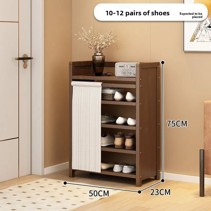 Multi-functional Folding shoe rack installation-free integrated dustproof large-capacity storage shoe rack Oasis Select Brown D
