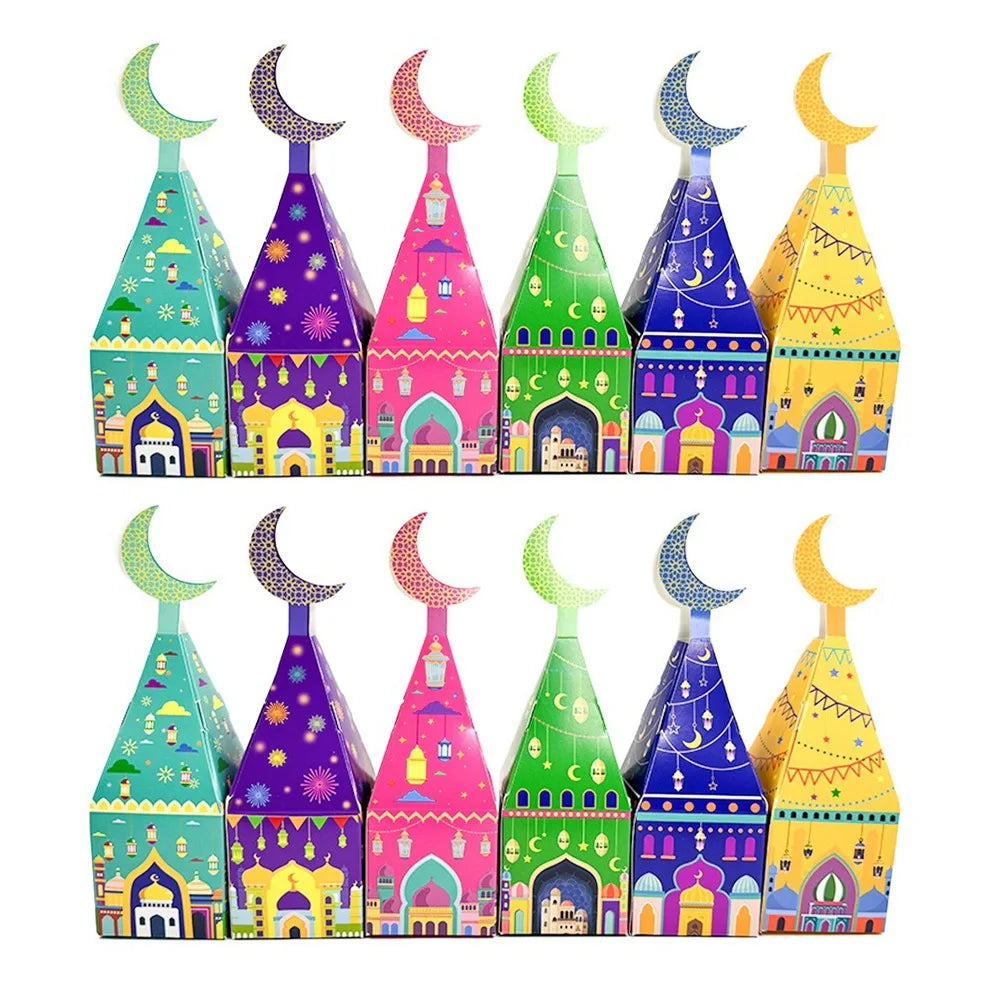 12pcs Eid Mubarak Gift Boxes | Ramadan Treat & Favor Boxes
