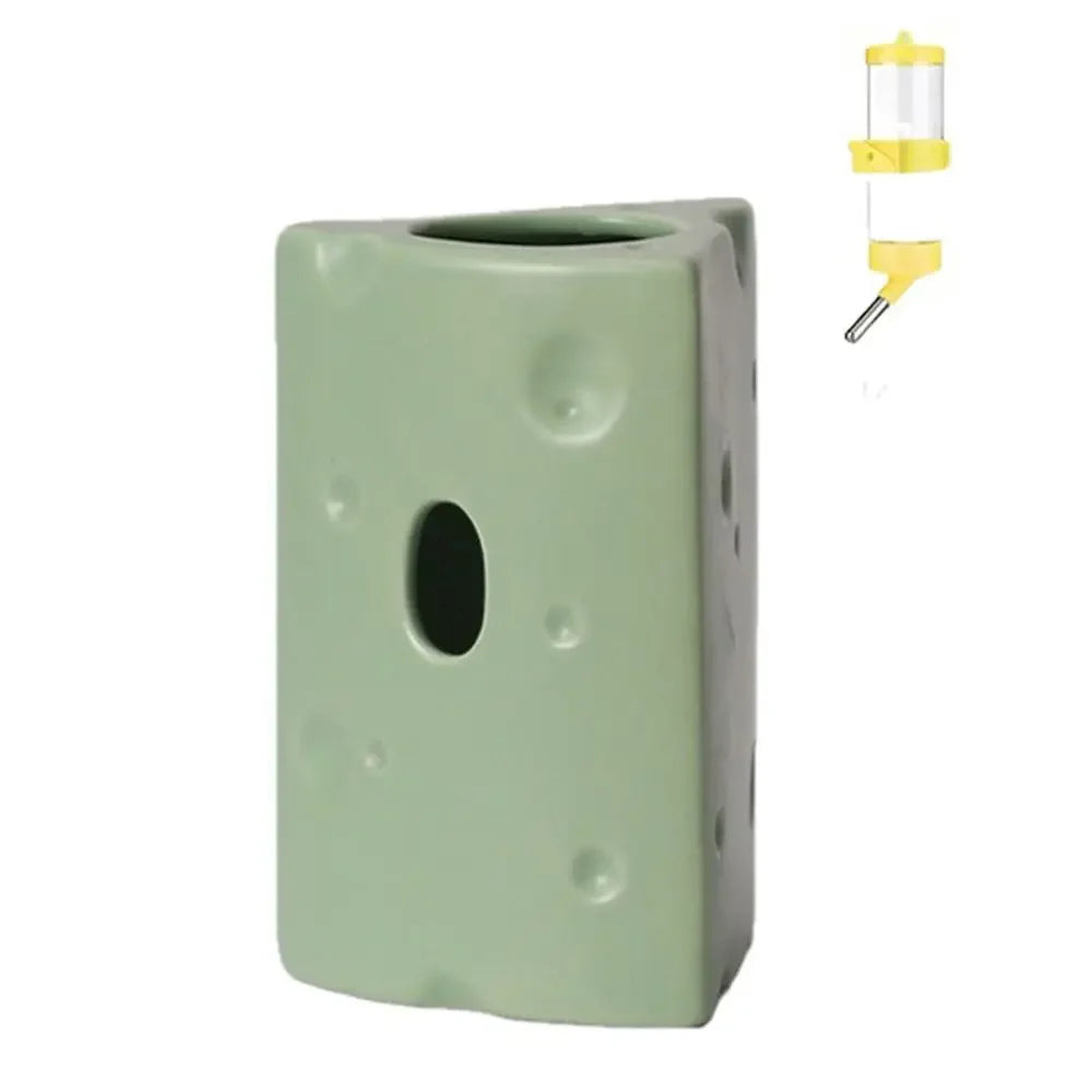 Durable Creative Hamster Hideout Cheese Shape Decorative Feeding Dish Cute Ceramics Hut Ceramics Hamster House Drinker Oasis Select Water Dispenser1