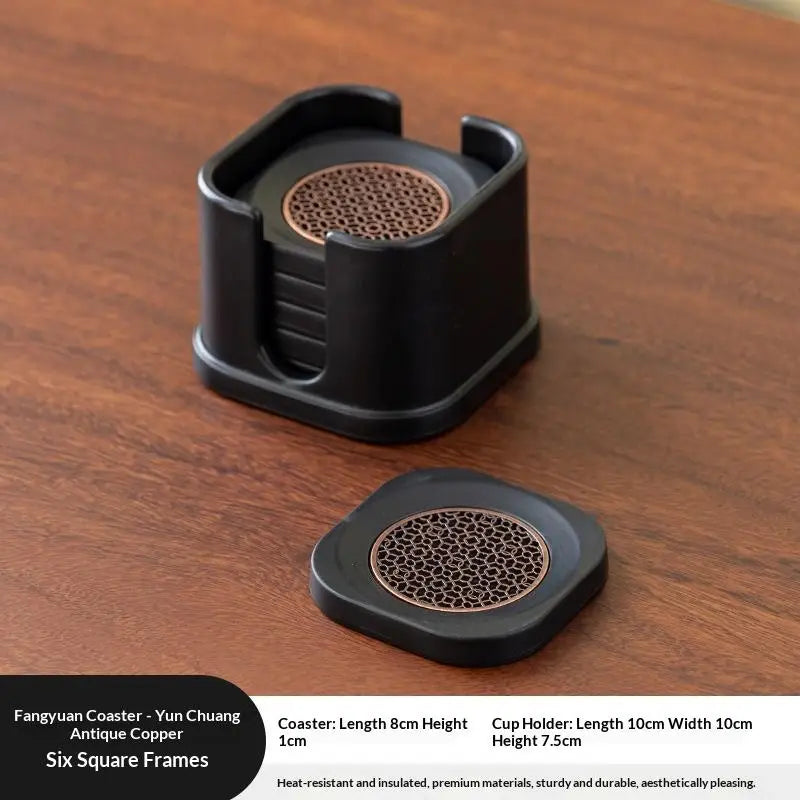 6Pcs Retro PVC Coasters Dining Table Protector Pad Heat Resistant Cup Mat Coffee Tea Hot Drink Mug Placemat Kitchen Accessories Oasis Select 6pcs A3