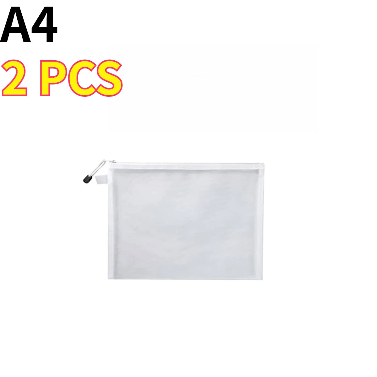 2/6/12PCS Clear Mesh Zipper Pouch Nylon Travel Toiletry Bag Makeup Organizer Stationery Pouch Portable Compact Oasis Select A4 2pcs