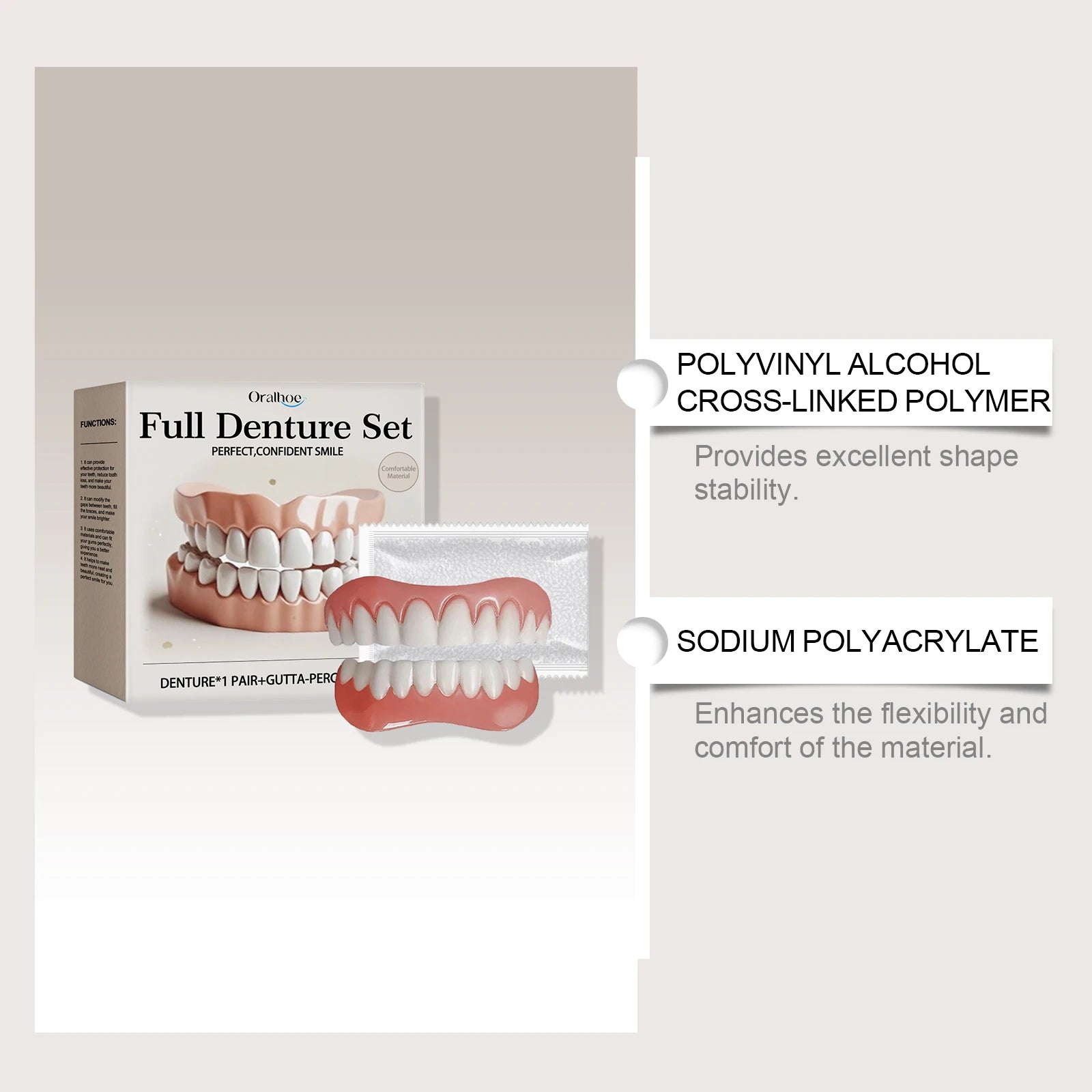 Silicone False Teeth Upper Lower Veneers Dentures Whitening Fake Teeth Confident Smile Comfortable Fit Teeth Orthodontic Tools Oasis Select