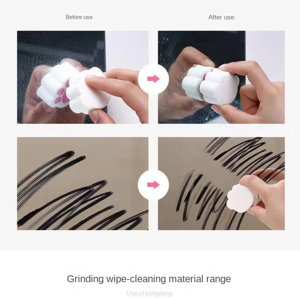 Cute Cat's Paw Shaped Mirror Wipe Magic Sponge Glass Wipe Cleaning Scrubber Adhesive Bathroom Mirror Sponge Cleaner Oasis Select