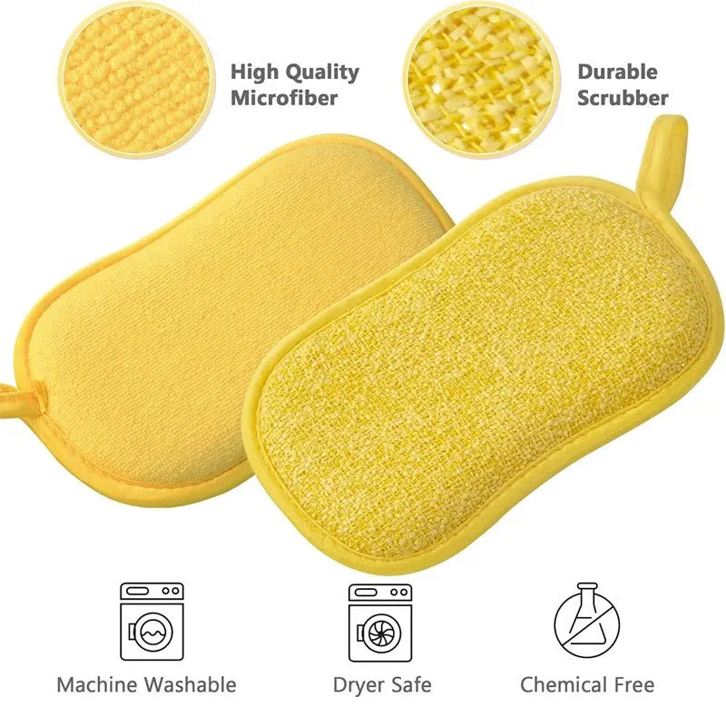 5pcs Multi-Functional Sponge Wipes - Washable & Reusable Kitchen & Bathroom Cleaning Brushg Tools, Dishwashing Accessories Oasis Select