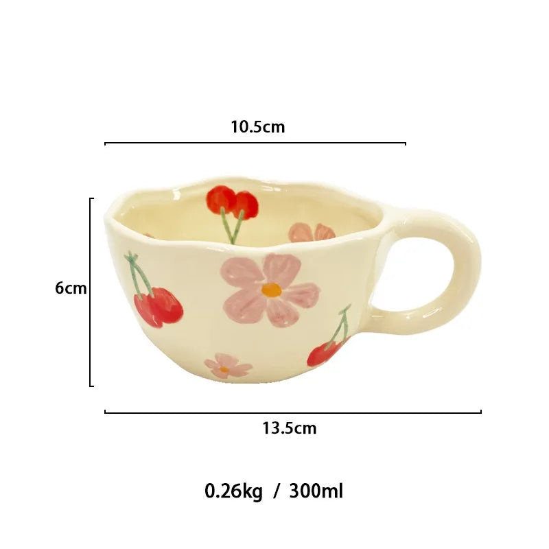 Ceramic Mugs Irregular Flower Coffee Milk Yellow Hand Pinched Cups Cute Korean Style Oat Breakfast Juice Black Tea Kawaii Cup Oasis Select