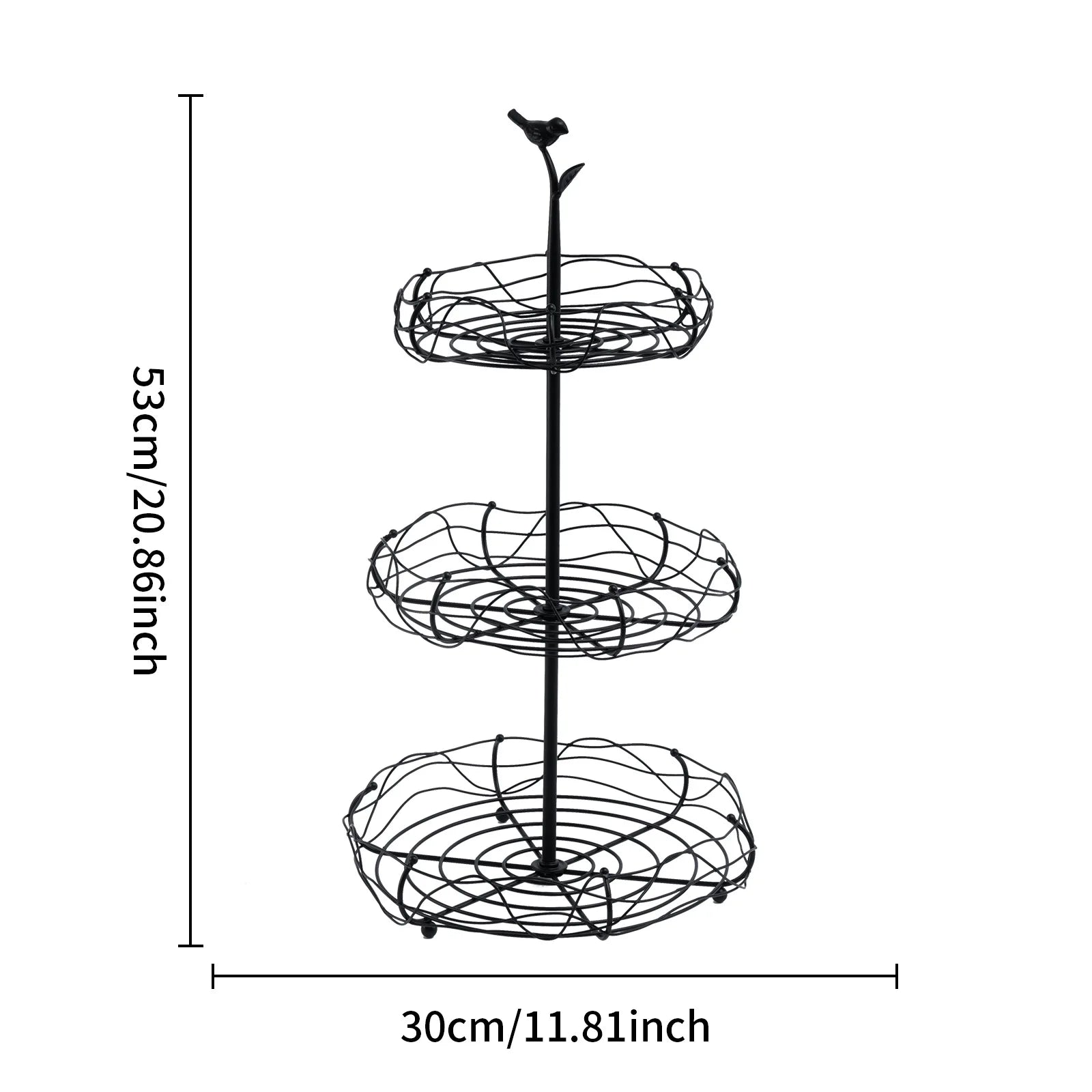 Creative Fruit Plate Multi-layer Fruit Plate Wrought Iron Candy Snack Shelf Vegetable Storage Basket Living Room Fruit Basket Oasis Select Three floors black