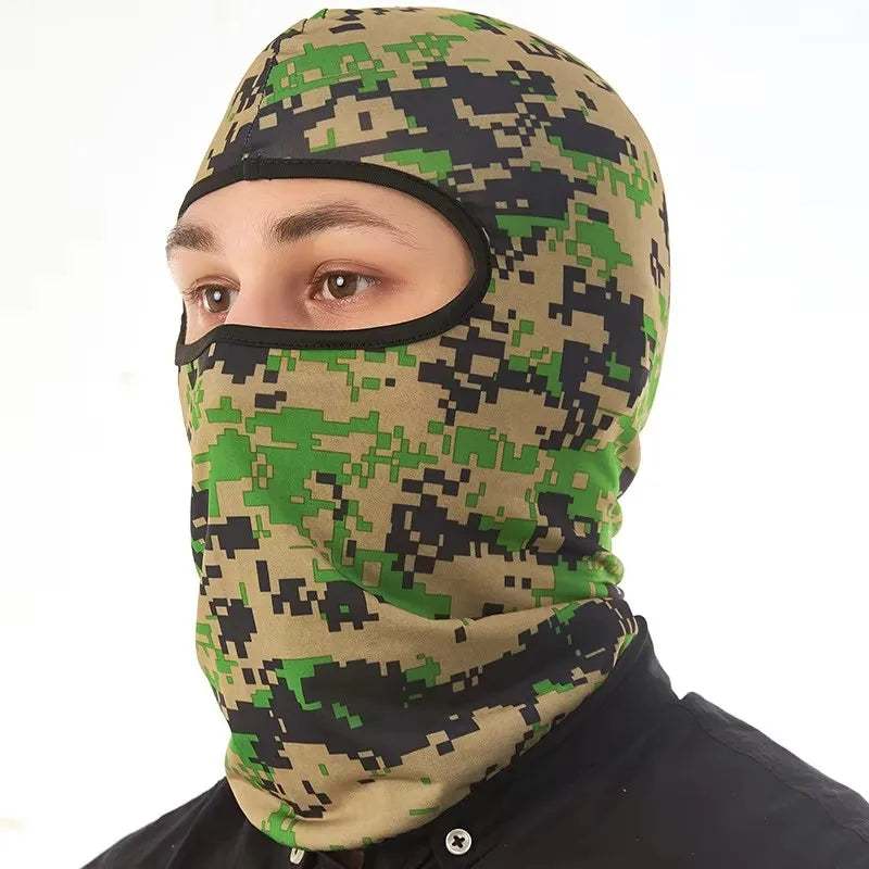 1/2pcs Men's Cycling Cap Balaclava Full Face Ski Mask Hood Hiking Camping Hunting Tactical Airsoft Cap Bike Hats Neck Gaiter Oasis Select 1pcs-camouflage gree