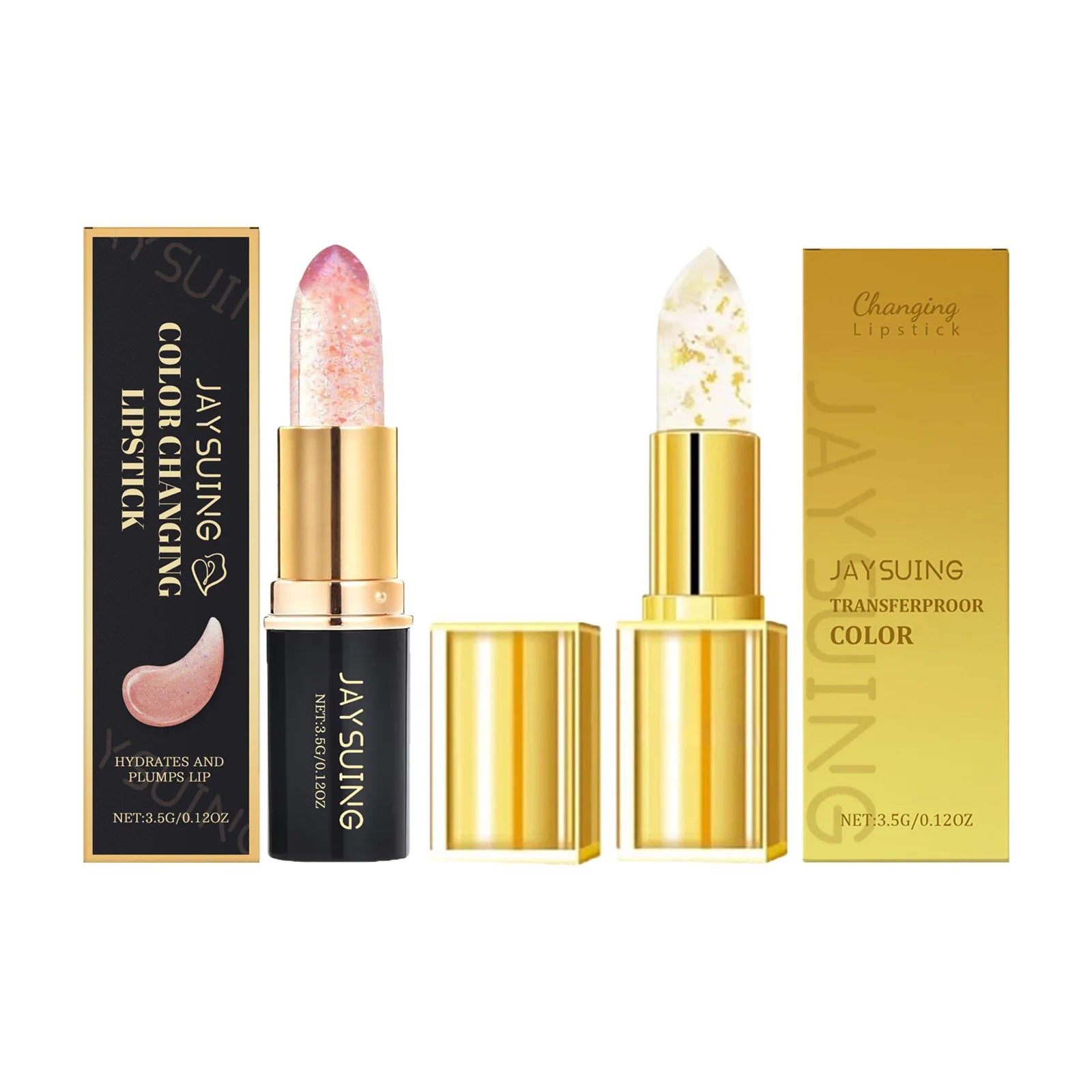 Jaysuing pH Color Changing Lip Balm – Shimmer & Gold Foil pH Reactive Lip Balm Oasis Select 2 IN 1
