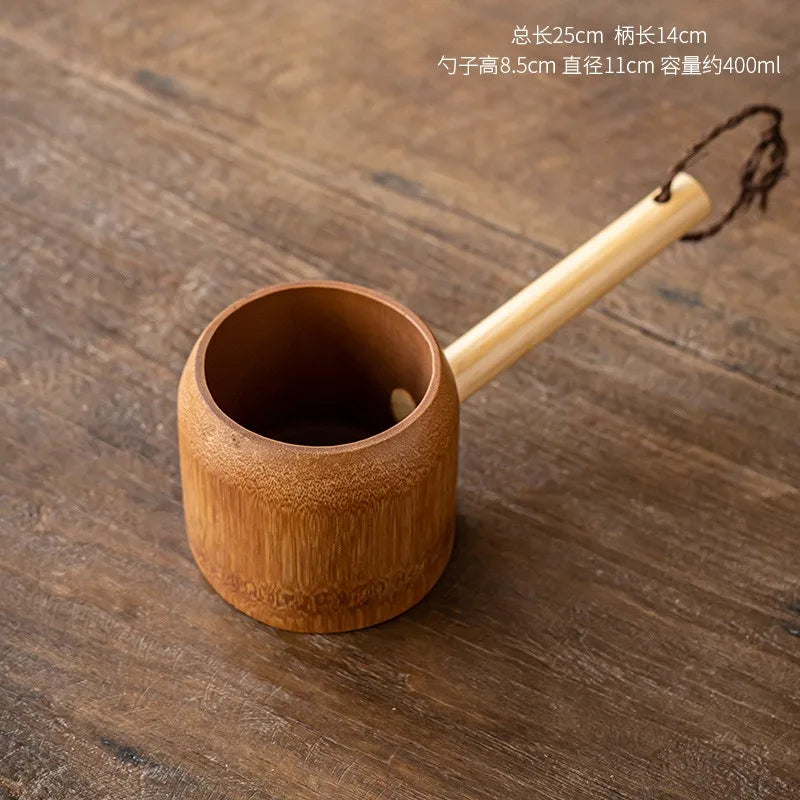 Bamboo Soup Ladle 400ml – Japanese Style Water Scoop Spoon Bamboo Kitchen Ladle Oasis Select Dark color 14cm