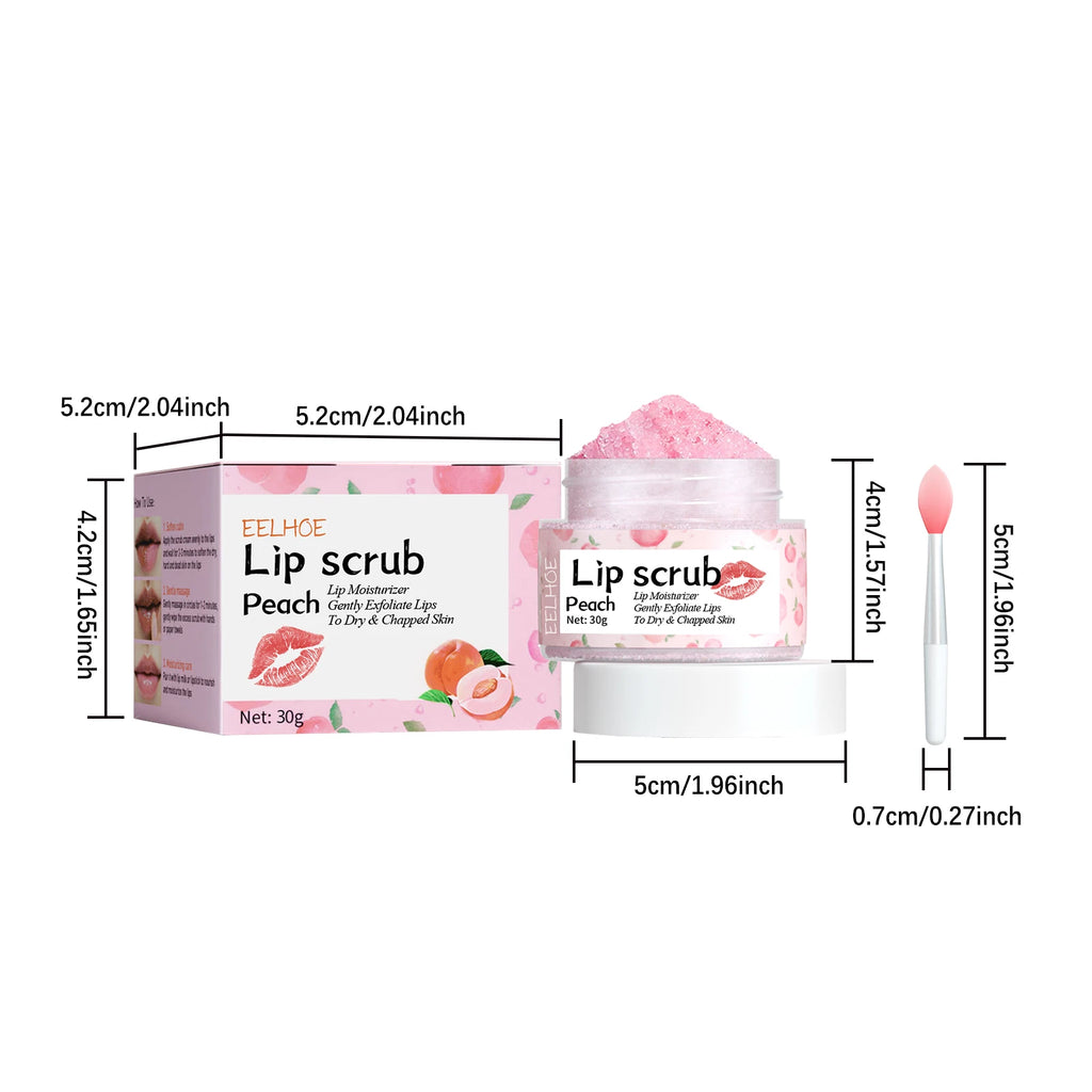 Peach Lip Scrub Moisturizing ＆ Moisturizing Lips Preventing Drying ＆ Cracking Diminishing ＆ Improving Dark Skin Around Lips 30g Oasis Select