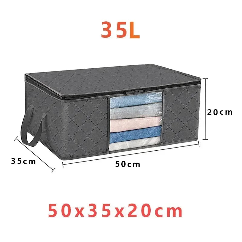 Blanket Storage Closet Organizers and Storages Clothes Storage Bag Foldable Storages Bin Sturdy Sewn By 3 Layers Fabrics Oasis Select 1PCS-35L