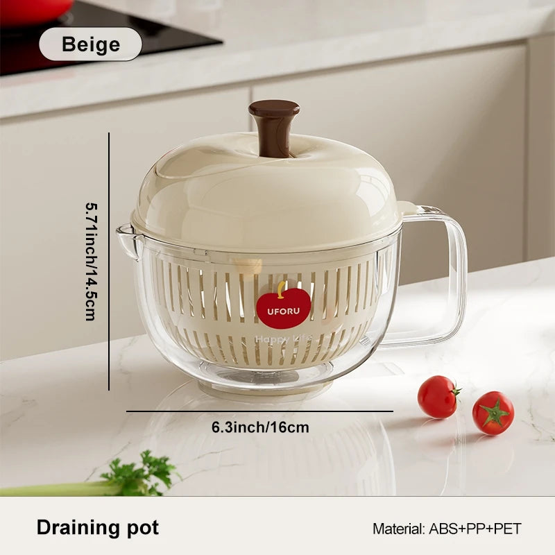 Joined Large Salad Spinner with Drain, Bowl, and Colander - Quick and Easy Multi-Use Lettuce Spinner, Vegetable Dryer, Fruit Was Oasis Select WHITE