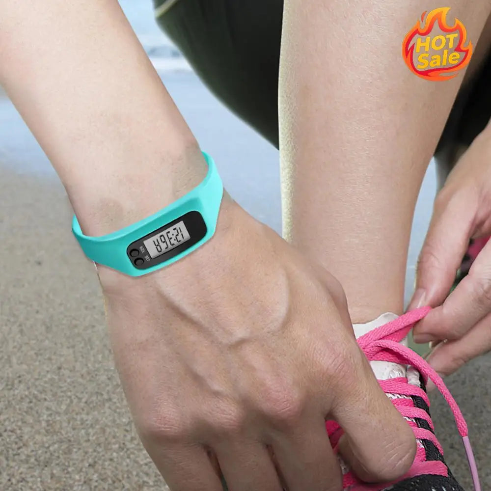 LED Pedometer Bracelet Wrist Calorie Counter 12/24H Time Display Step Counter Watch Silicone Step Tracker for Outdoor Sports Oasis Select