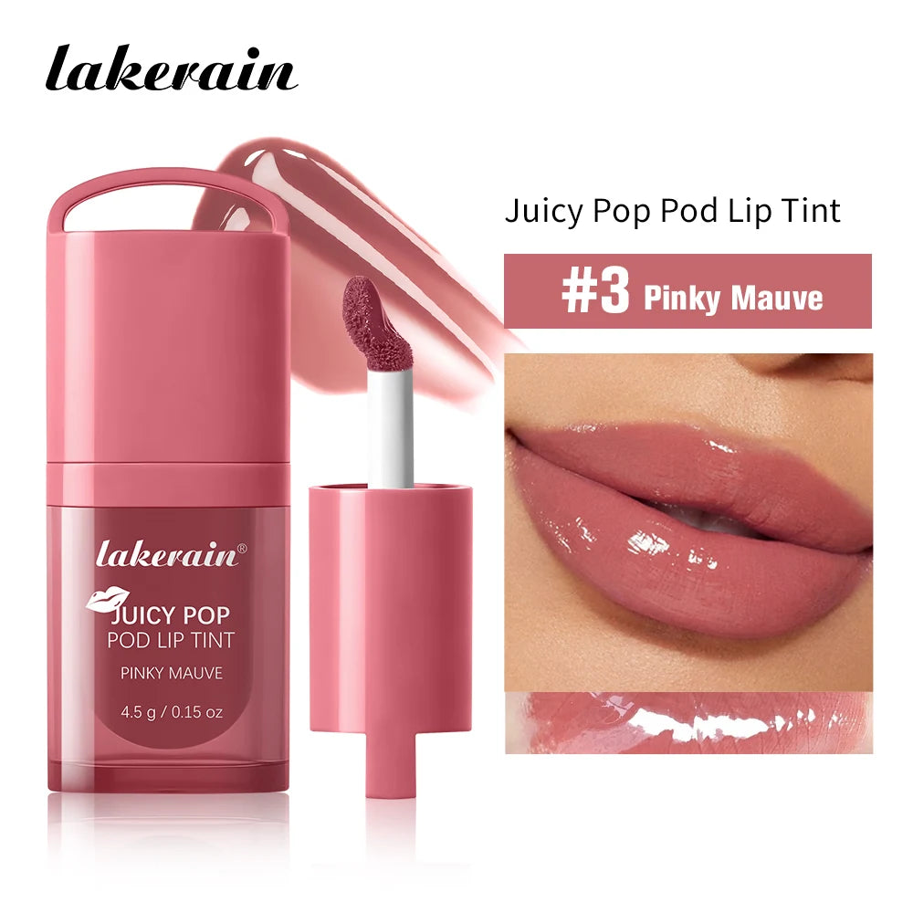 Waterproof Long Lasting JuicePop Lip Tint Box Nourishing Hydrating Lip Oil Gloss Lightweight Vivid Color Non-Sticky Lip Balm Oasis Select 3Pinky Mauve