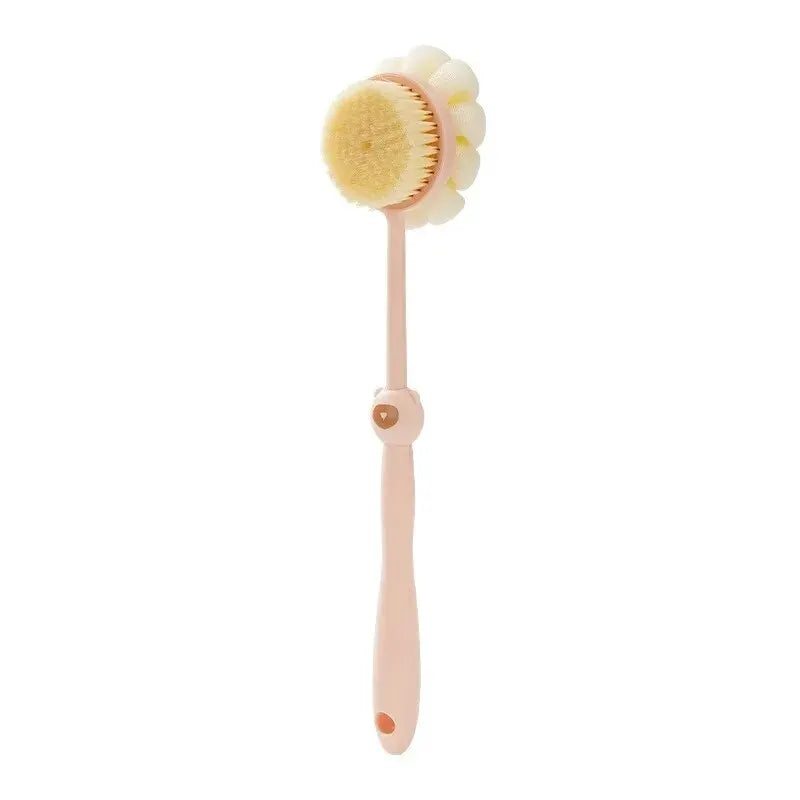 Two-Sided Silicone Body Brush with Long Handle | Back Scrubber Bath Body Brush Oasis Select Pink