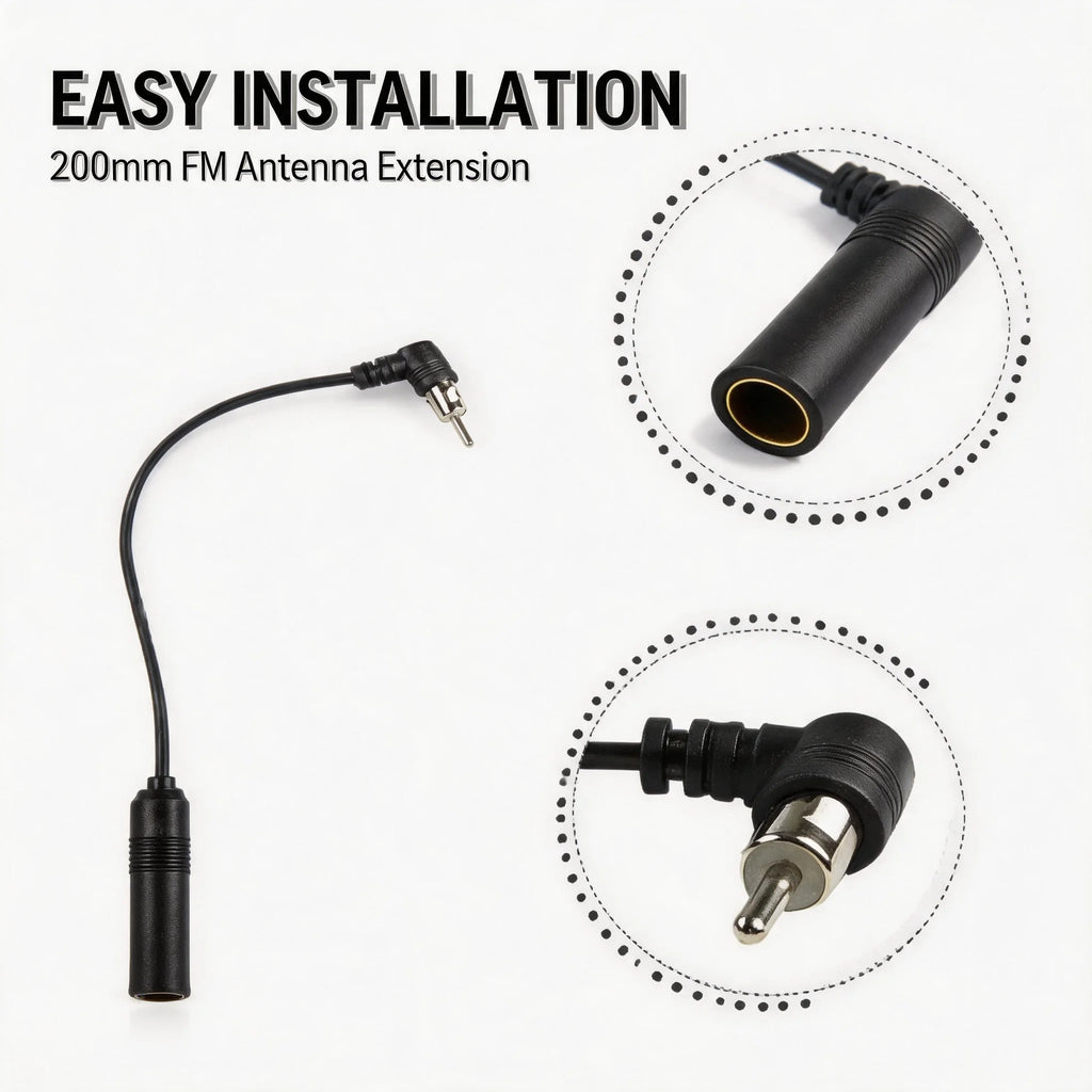 AM/FM Radio Antenna Adapter Stereo Audio Vehicle Aerial Extension Car Universal Elbow Male To Female Plug Cable Wire Oasis Select