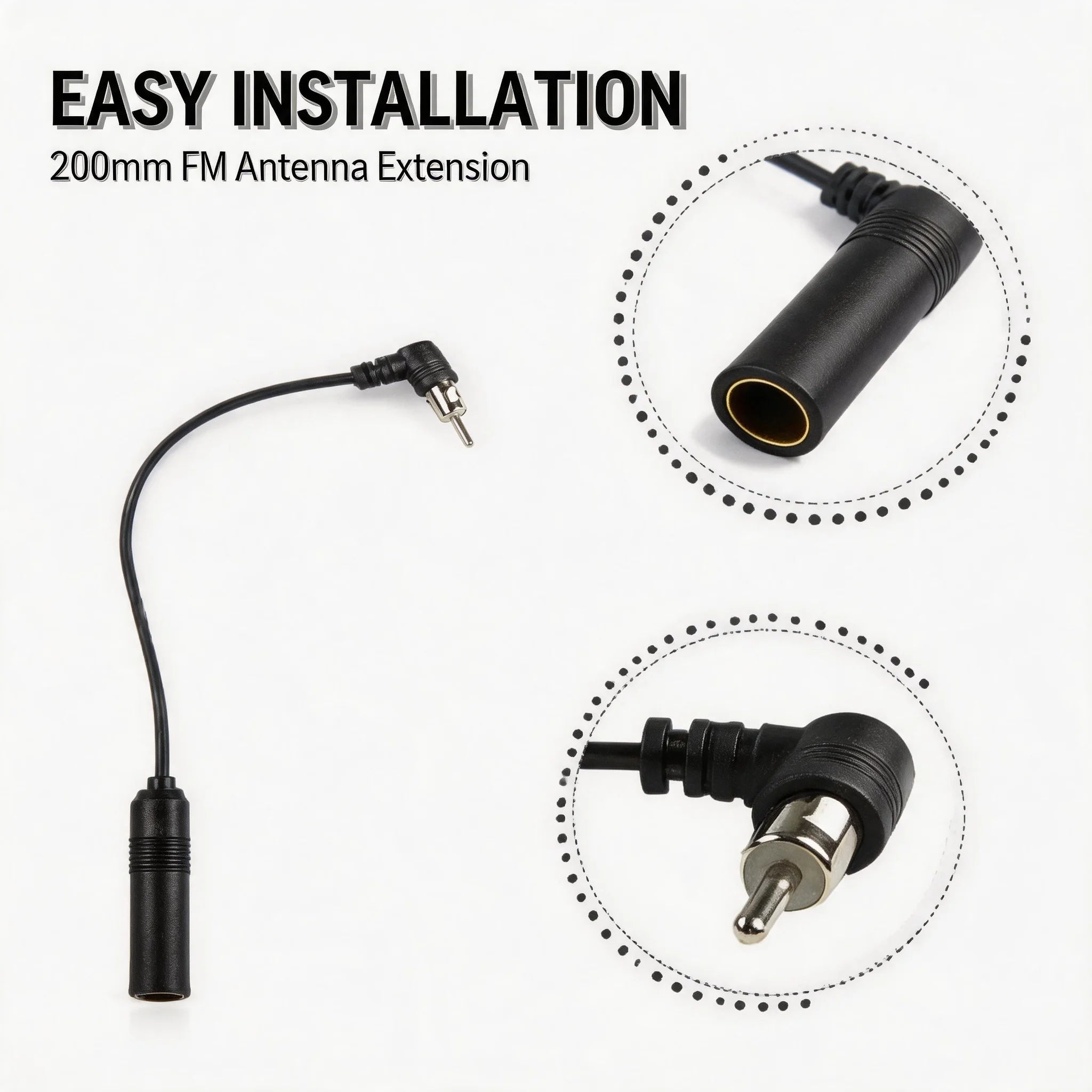 AM/FM Radio Antenna Adapter Stereo Audio Vehicle Aerial Extension Car Universal Elbow Male To Female Plug Cable Wire Oasis Select